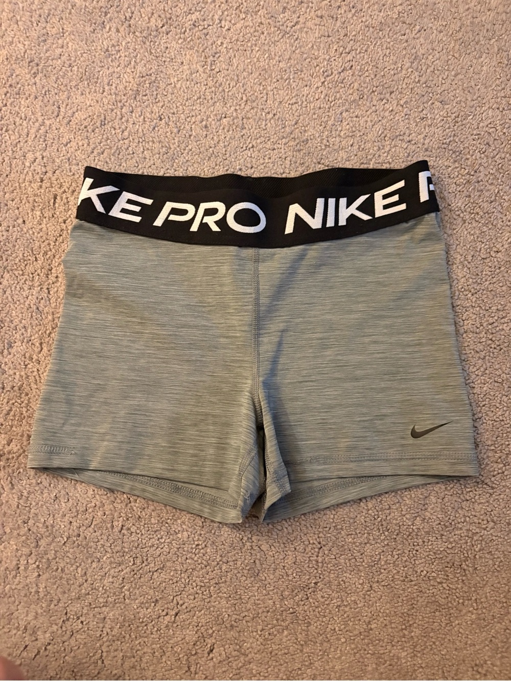 Nike Pro Gray Women's Bike Shorts with Black Logo Waistband
